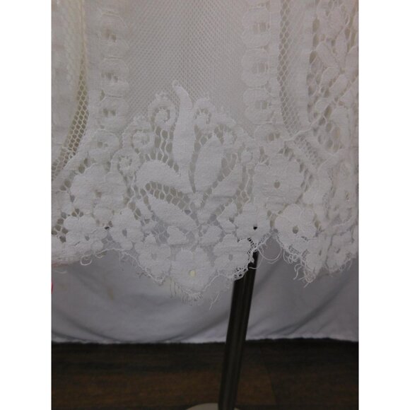 Chico's Shirt Womens 1 Medium White Lace Front Boho Tunic 3/4 Bell Sleeve Knit - Picture 4 of 12